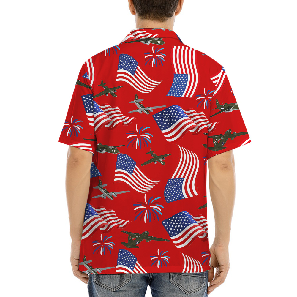 Aircraft American Flag 4th Of July Red Hawaiian Shirt