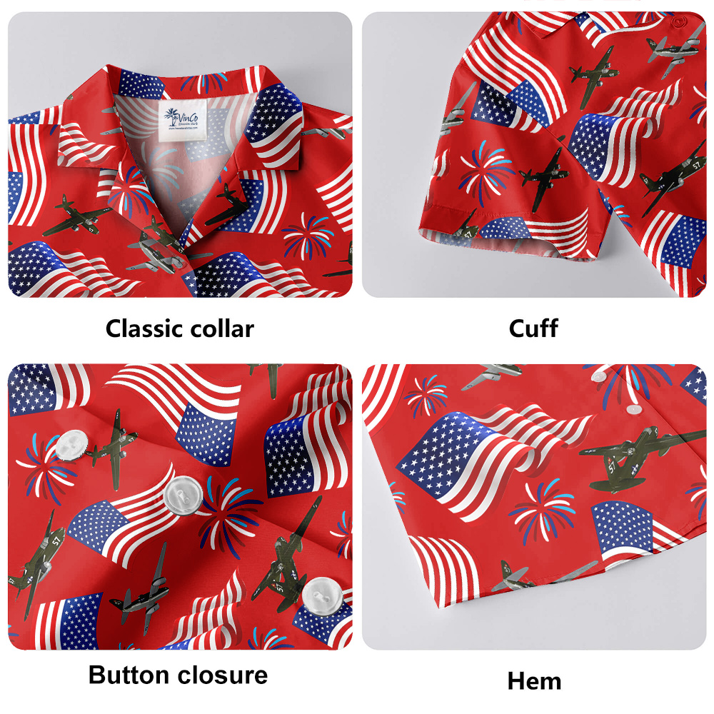 Aircraft American Flag 4th Of July Red Hawaiian Shirt