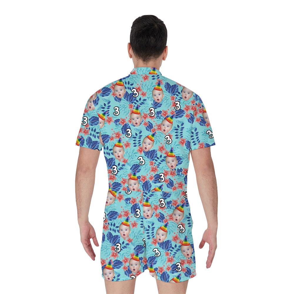 Funny Birthday Party Men's Romper Custom Face