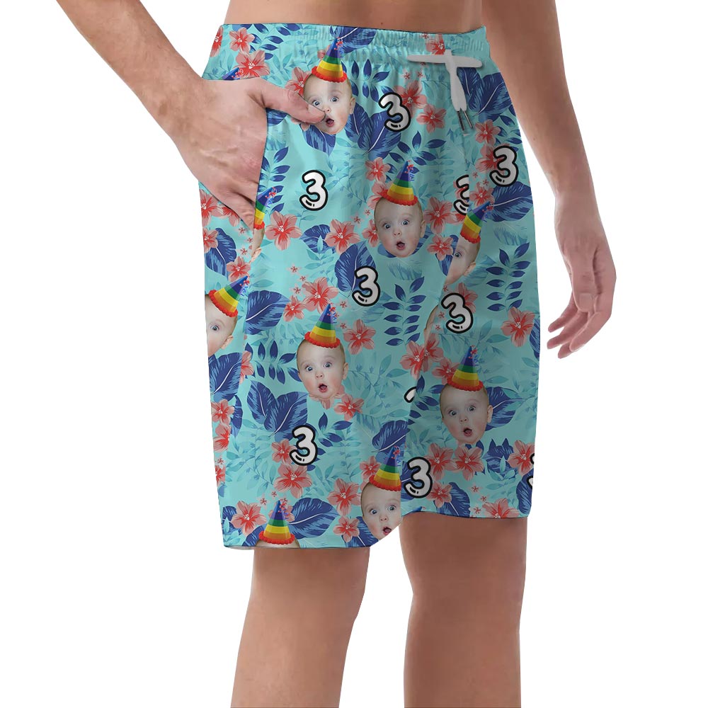 Funny Custom Face Birthday Summer Shorts Hawaiian