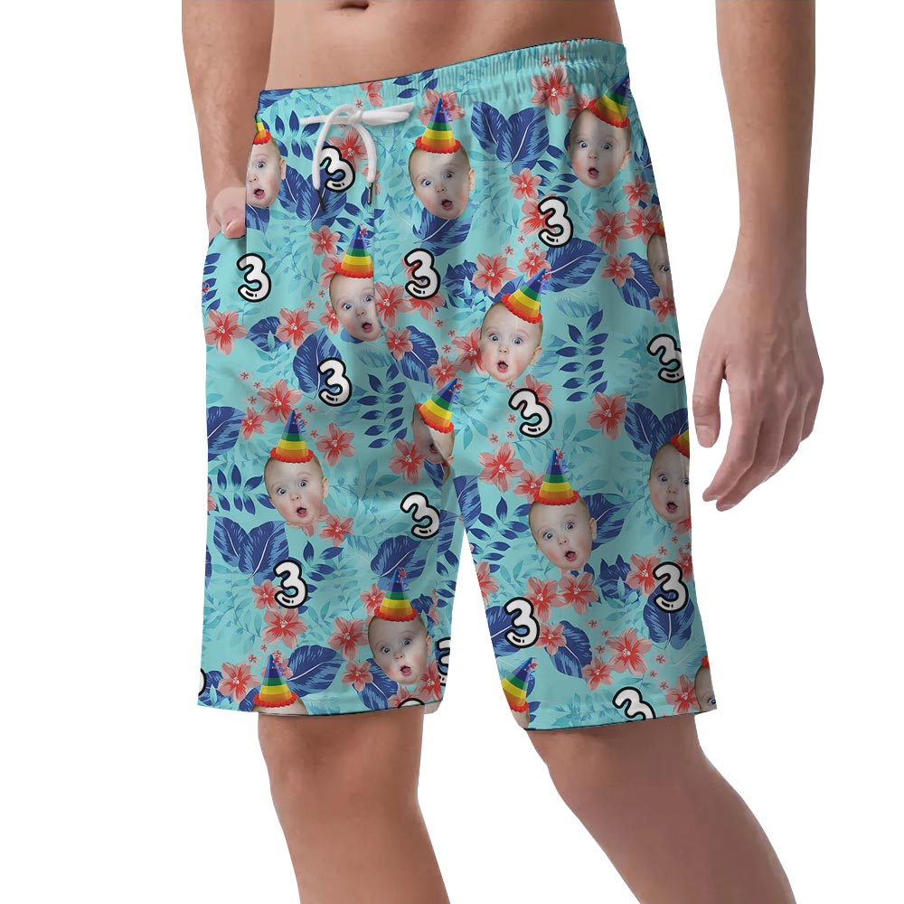Funny Custom Face Birthday Summer Shorts Hawaiian