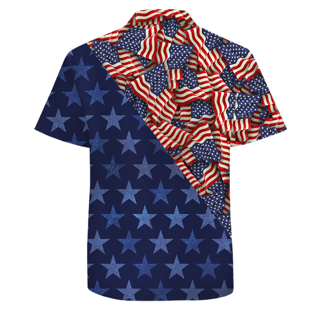 Cotton America Flag Button Up Shirt for Men XS-6XL