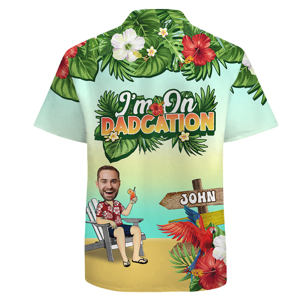 Custom Face and Name Father’s Day Gift Cotton Hawaiian Shirt