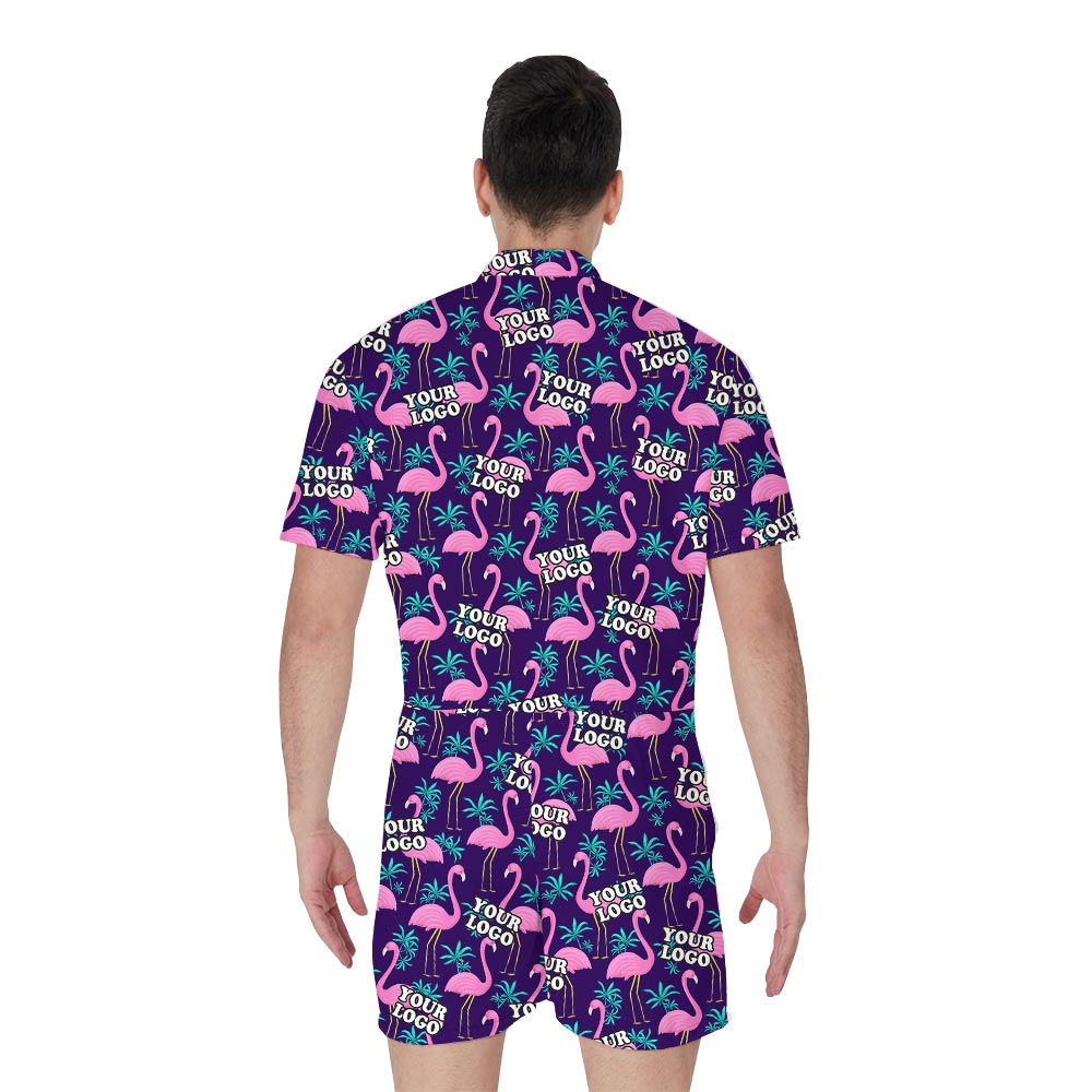 Customized Man's Flamingo Romper With Team Logo