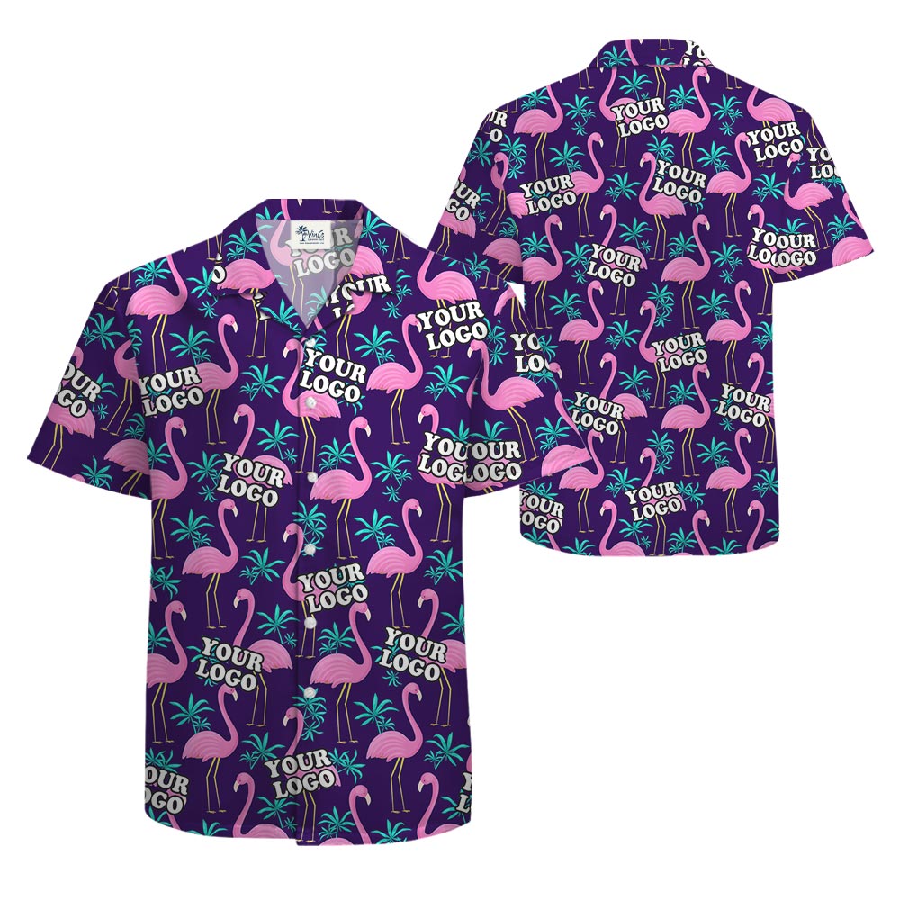 Matching Custom Logo Flamingo Aloha Shirts Mens