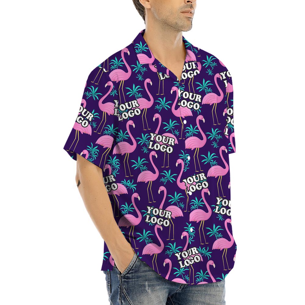 Matching Custom Logo Flamingo Aloha Shirts Mens