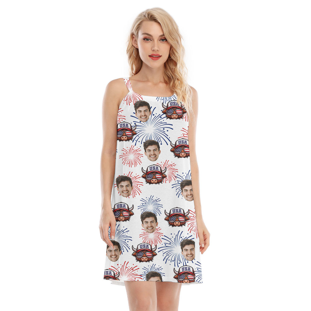 Cool Cow 4th Of July Women's Dress With Faces - variant image 1