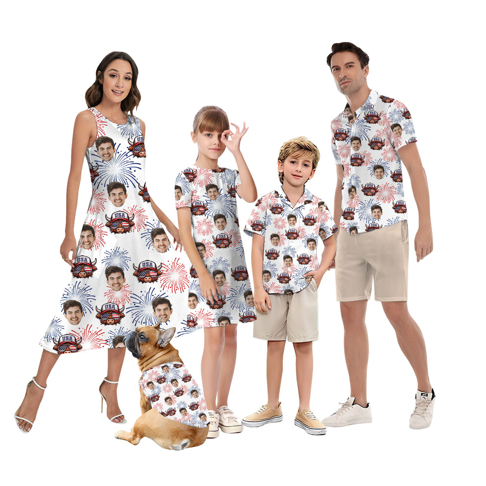 Cow Print 4th Of July Matching Family Hawaiian Shirt - variant image 1