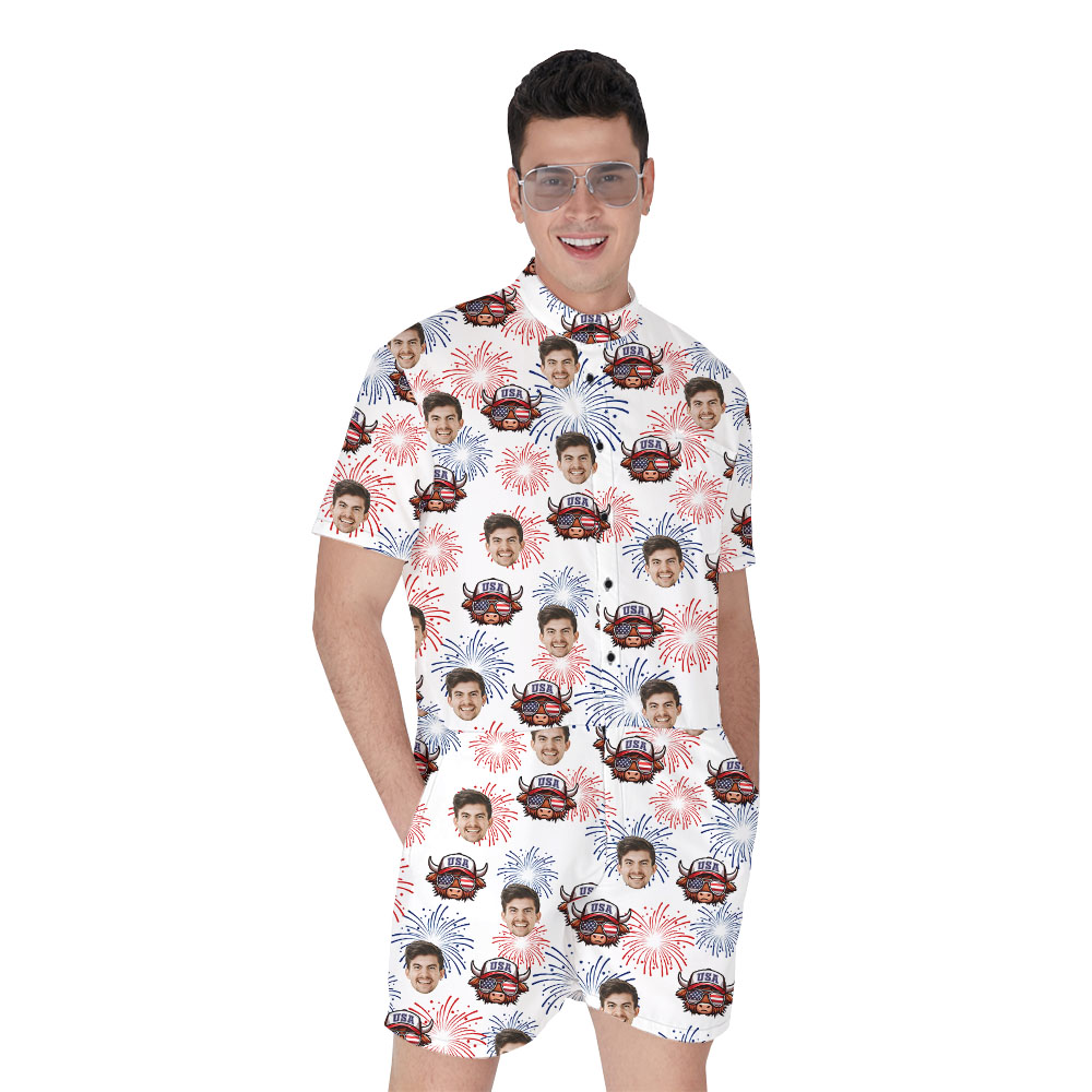 Custom Independence Day Men's Romper With Cow Print - variant image 1