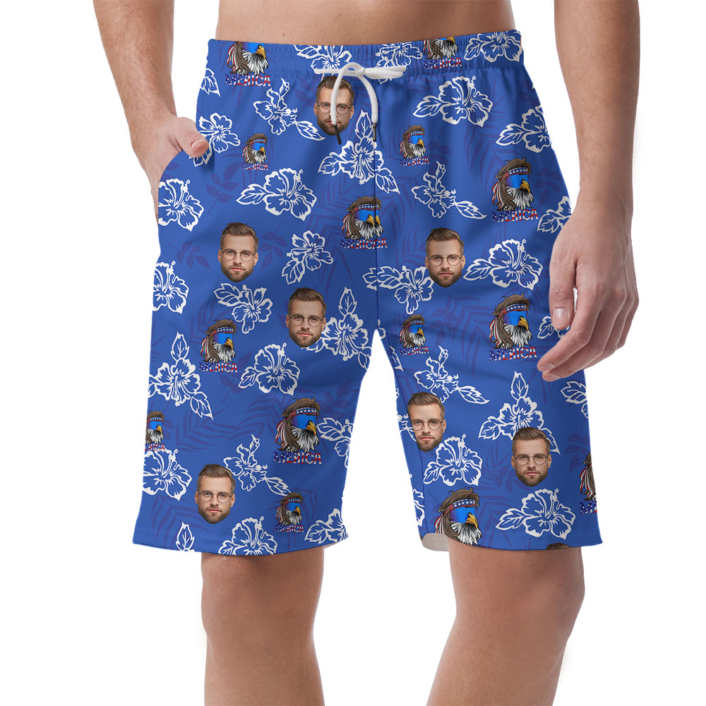 Unique 4th Of July Male's Shorts With 5 Faces And Eagle Print - variant image 1