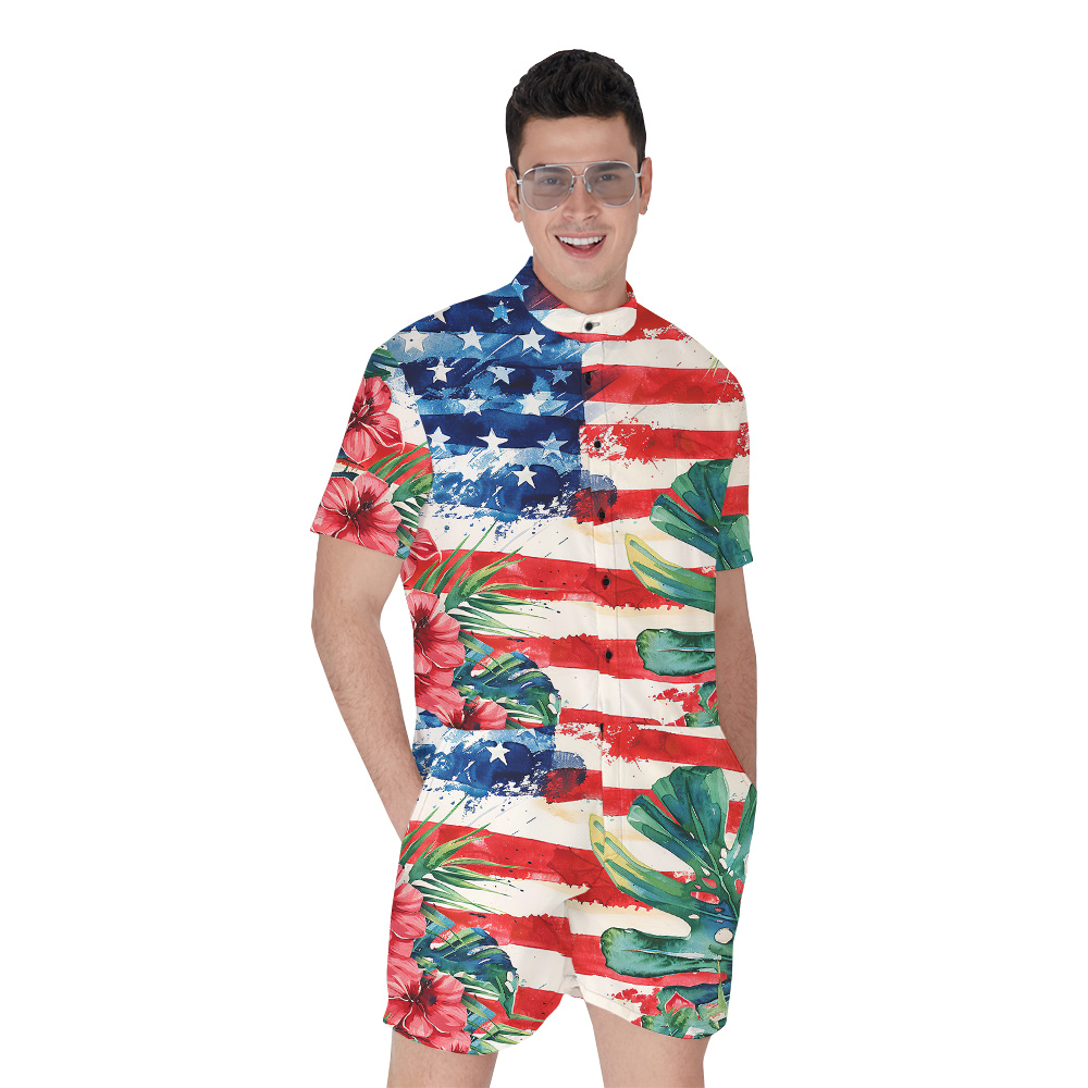 Fourth of July Tropical Hula Romper for Men S - 4XL - variant image 1