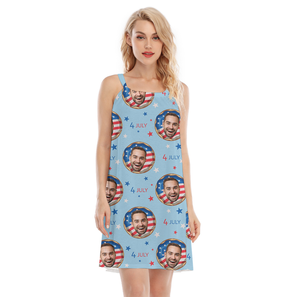 4th Of July Custom Face American Donuts Hawaiian Cami Dress - variant image 1