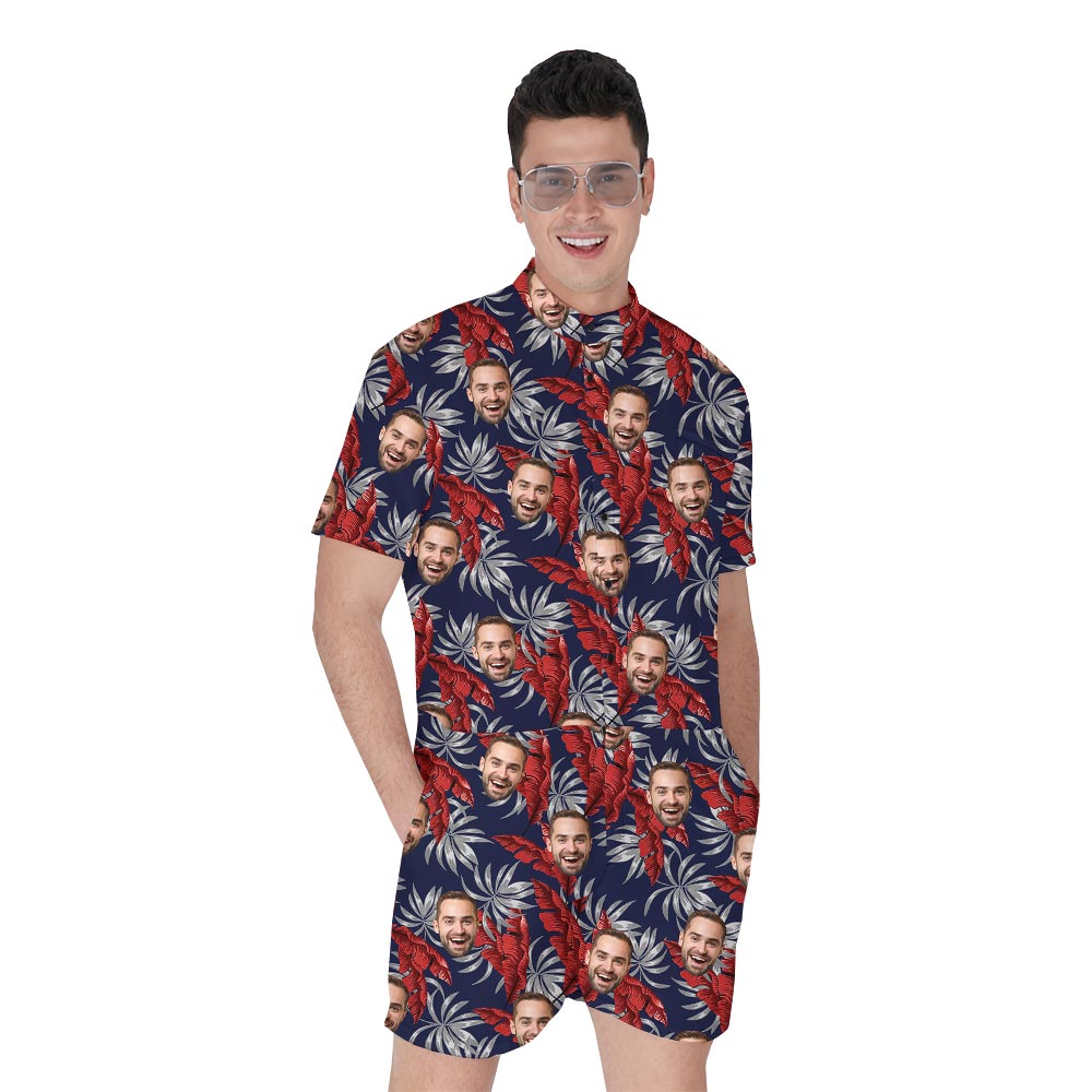 Personalized Male Tropical Romper With Custom Your Photo - variant image 1