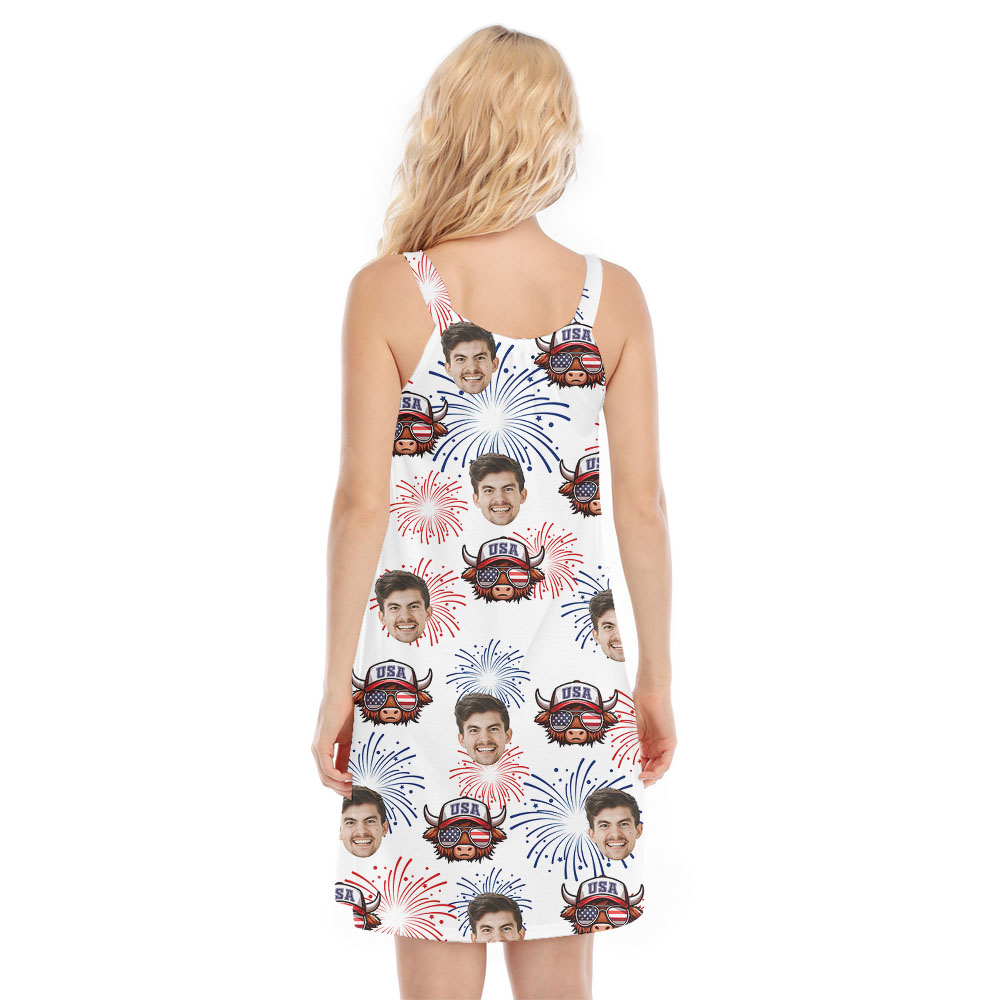 Cool Cow 4th Of July Women's Dress With Faces