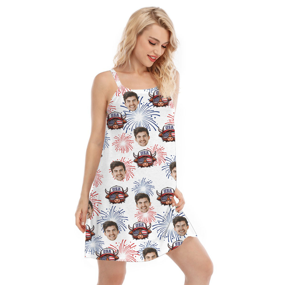 Cool Cow 4th Of July Women's Dress With Faces