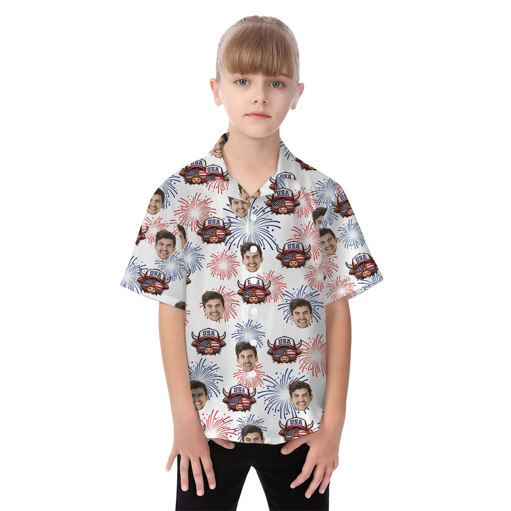 Cow Print 4th Of July Matching Family Hawaiian Shirt