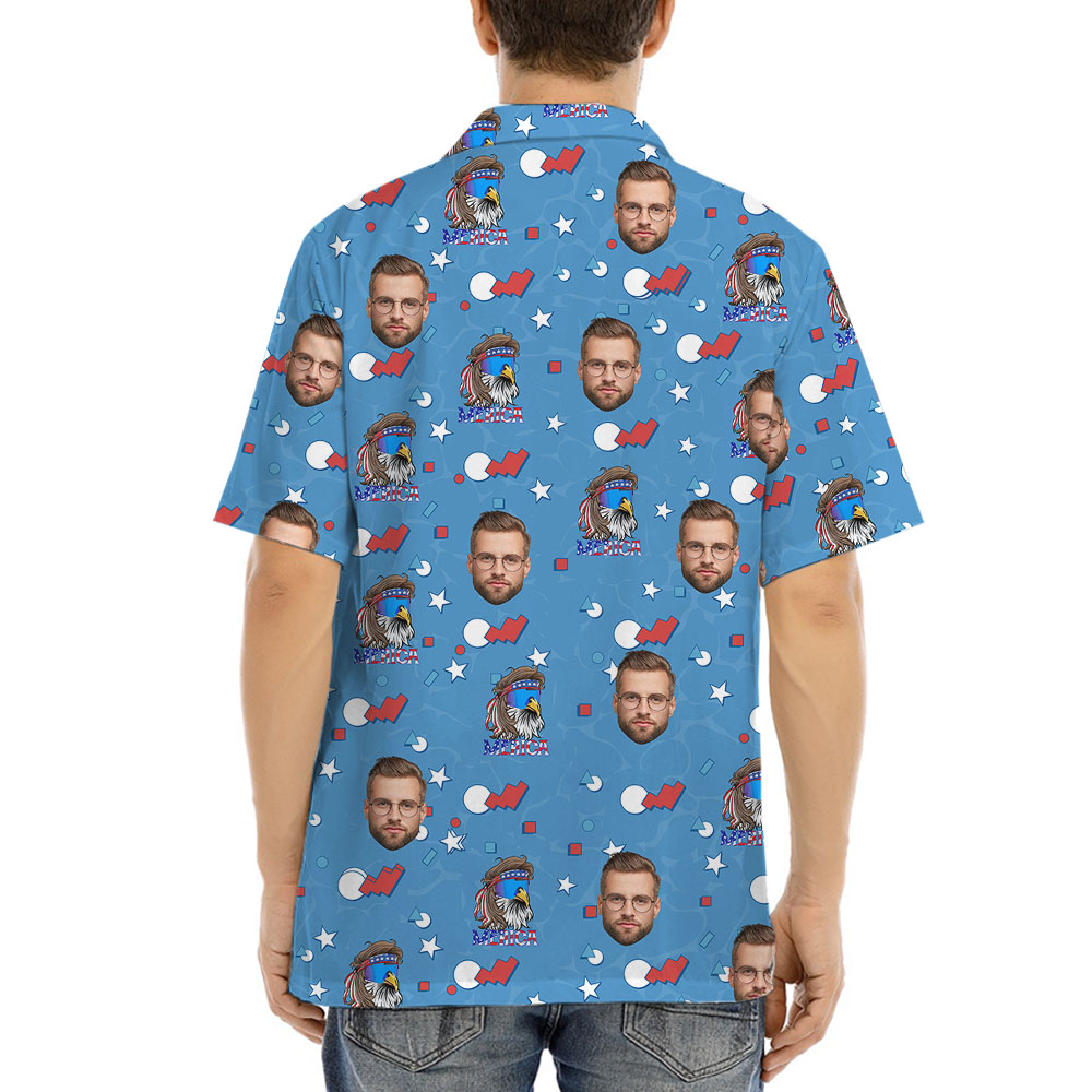 4th Of July Men's Hawaiian Shirt With 1-5 Faces