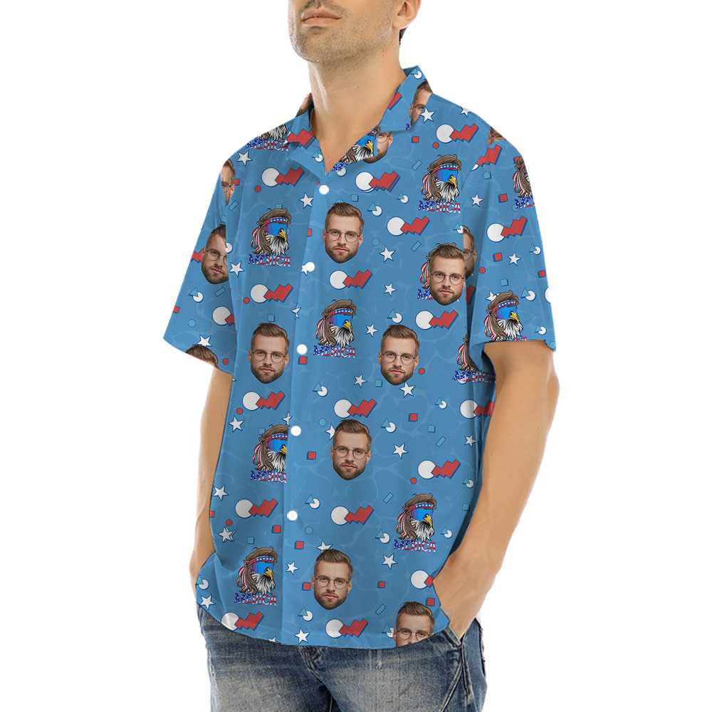 4th Of July Men's Hawaiian Shirt With 1-5 Faces