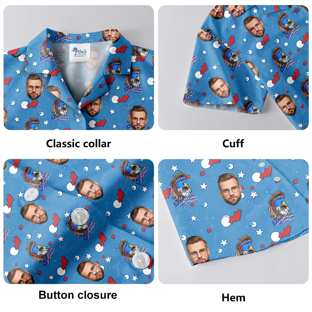 4th Of July Men's Hawaiian Shirt With 1-5 Faces
