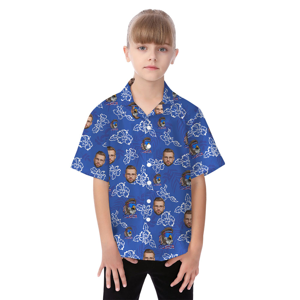 1-5 Faces On Fourth Of July Hawaiian Outfits For Family