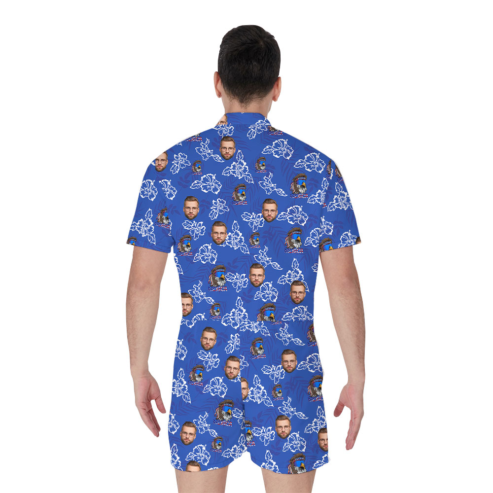 Patriotic American Eagle Male's Romper With 1-5 Faces