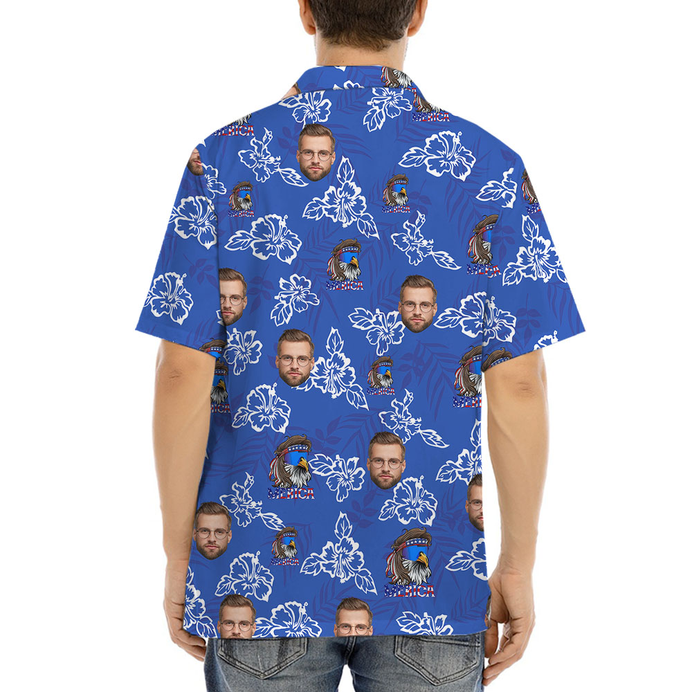 Custom 1-5 Faces American Eagle Hawaiian Shirt