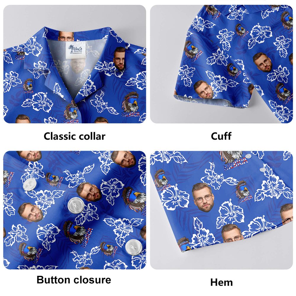 Custom 1-5 Faces American Eagle Hawaiian Shirt