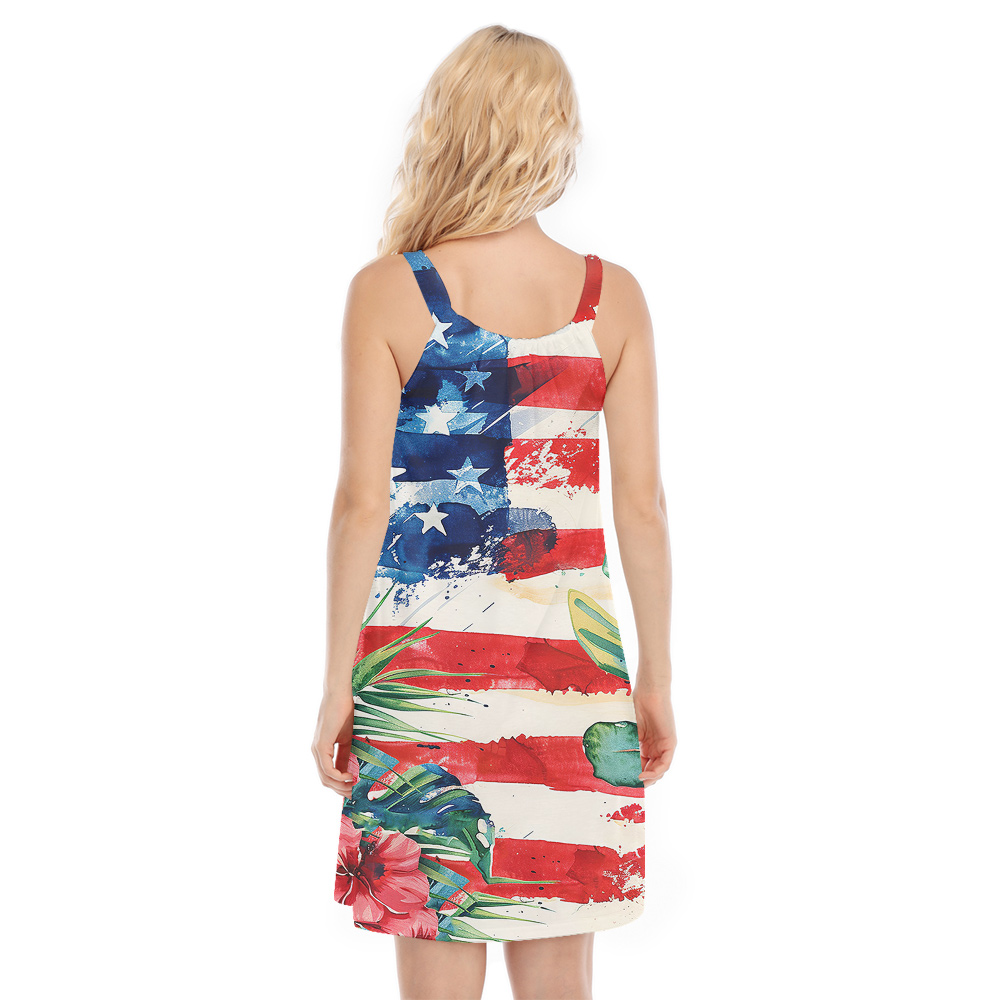 Tropical America Flag Hula Cami Dress for Women