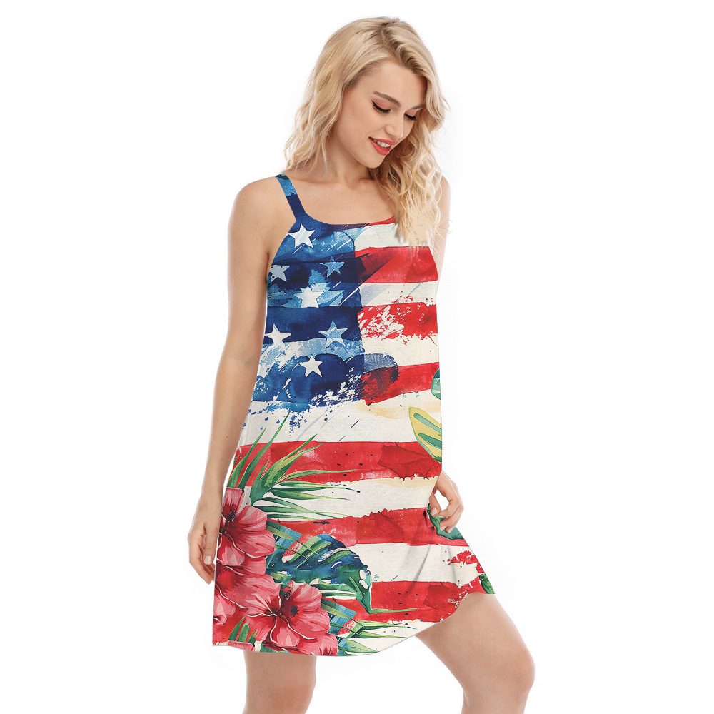 Tropical America Flag Hula Cami Dress for Women
