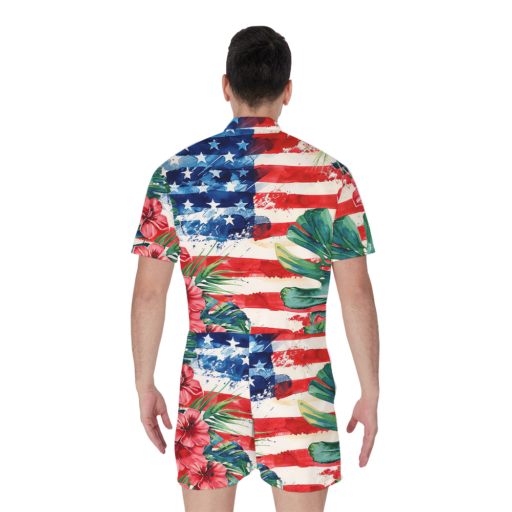 Fourth of July Tropical Hula Romper for Men S - 4XL