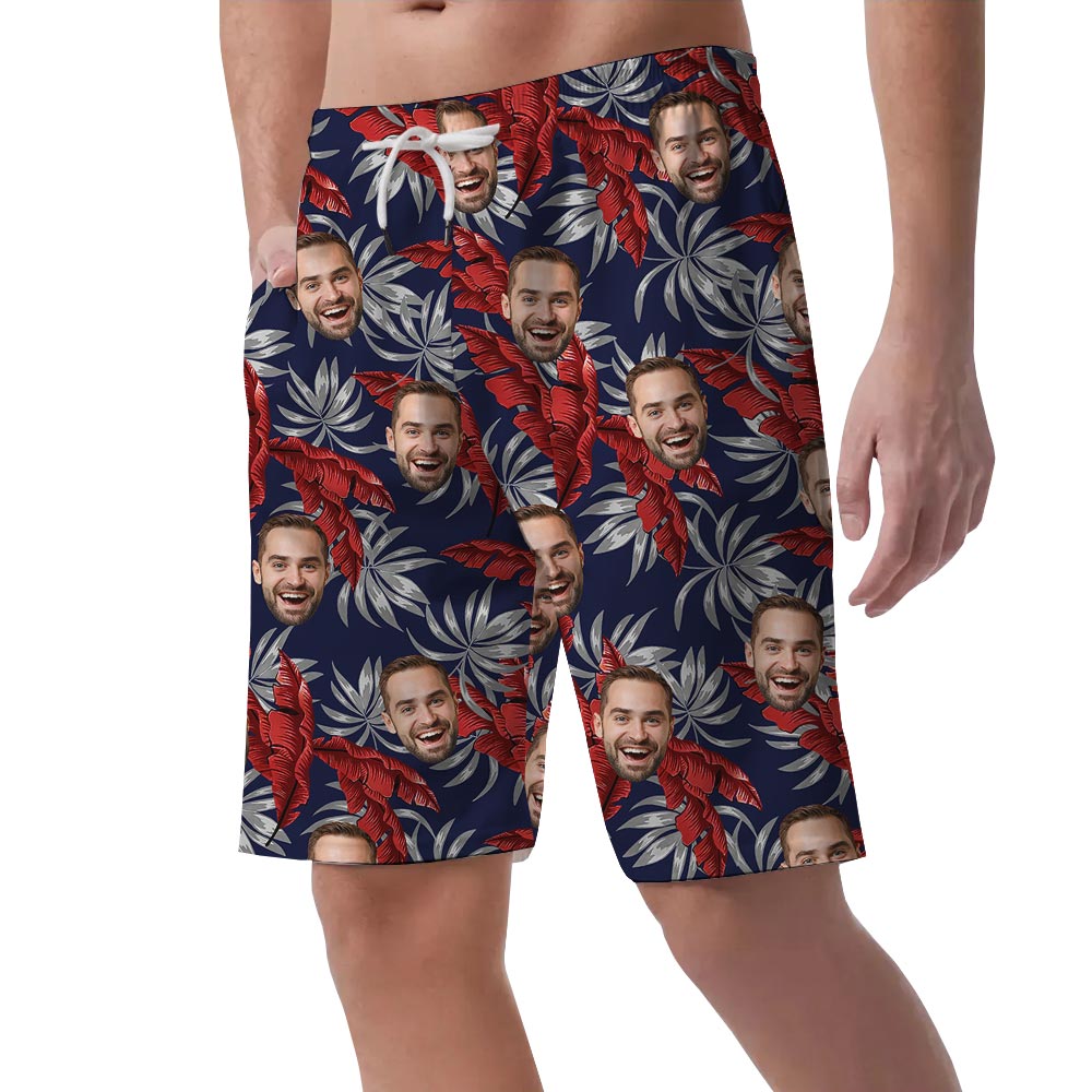 Men's Tropical Beach Shorts With 1-5 Faces