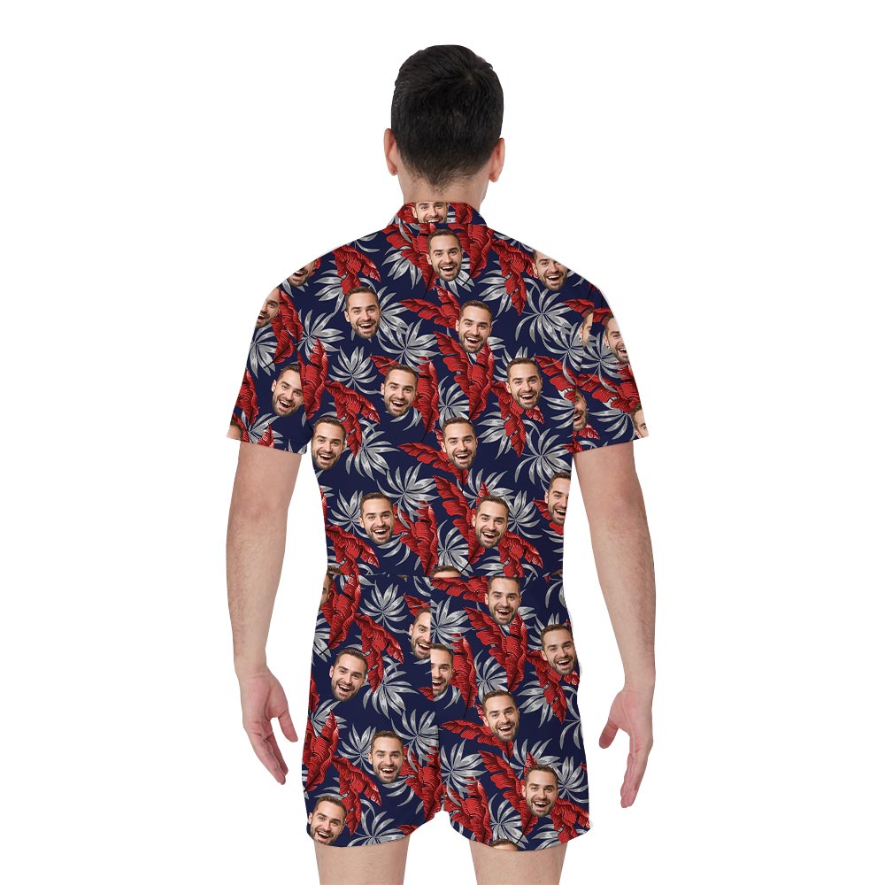 Personalized Male Tropical Romper With Custom Your Photo