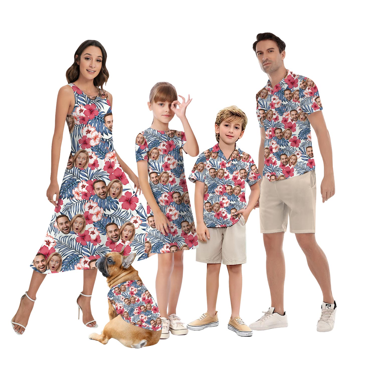 Custom Husband And Wife Photo Family Hawaiian Shirt Dress Matching - variant image 1