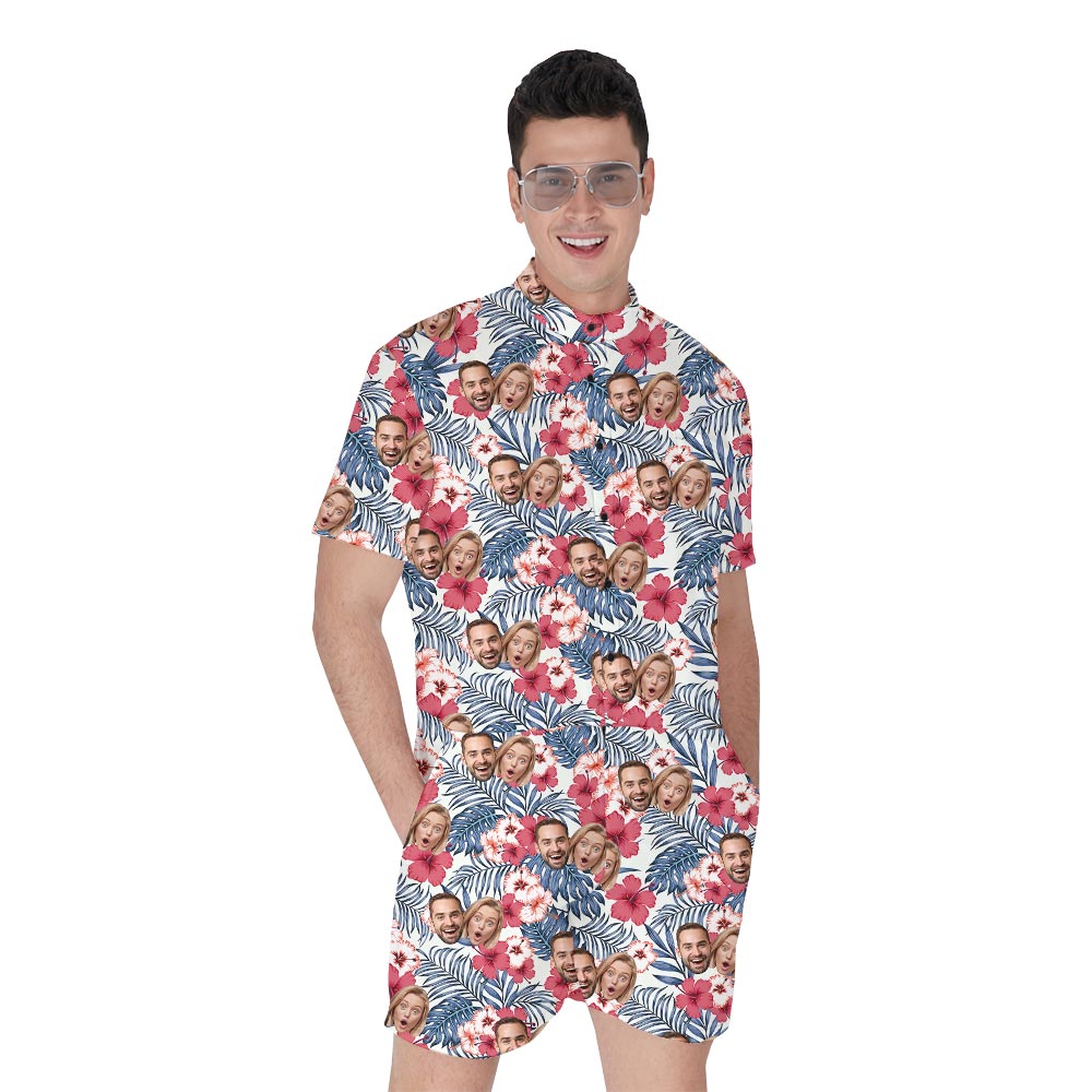 Personalized Male Short-Sleeved Romper With Couple Photo - variant image 1
