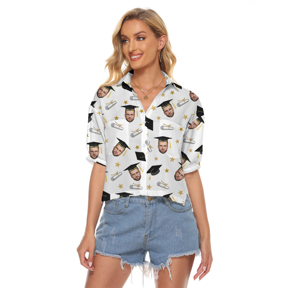 Cool Custom Face Graduation Women's Crop Top - variant image 1