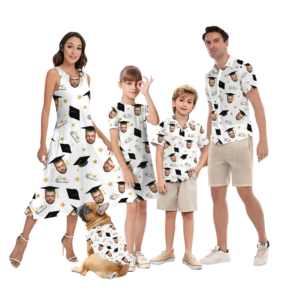 Graduation Matching Hawaiian Shirt And Dress With Faces - variant image 1