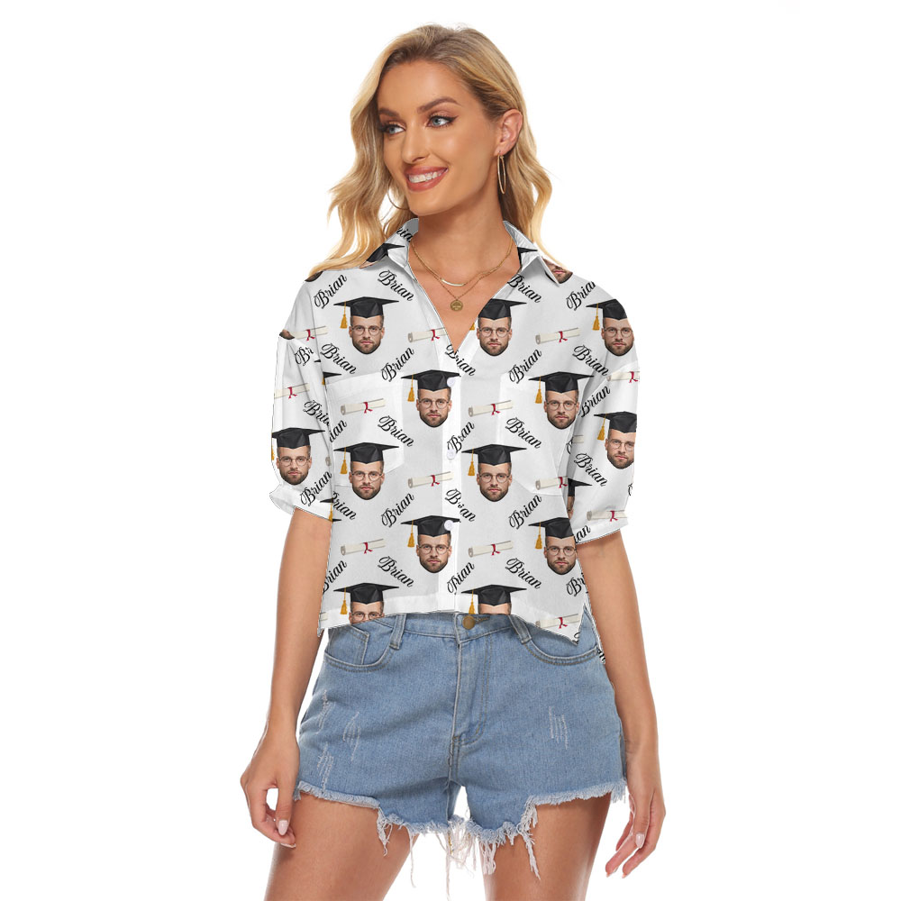 Women's Graduation Hawaiian Shirt With Faces - variant image 1