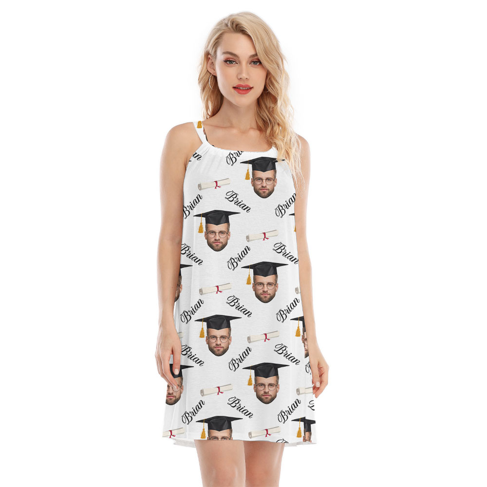 Custom Face Women's Cami Dress With Graduation Theme - variant image 1