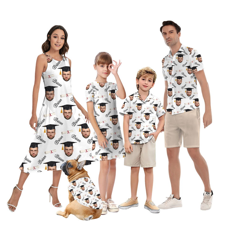 Custom Face Graduation Matching Family Hawaiian Outfits - variant image 1