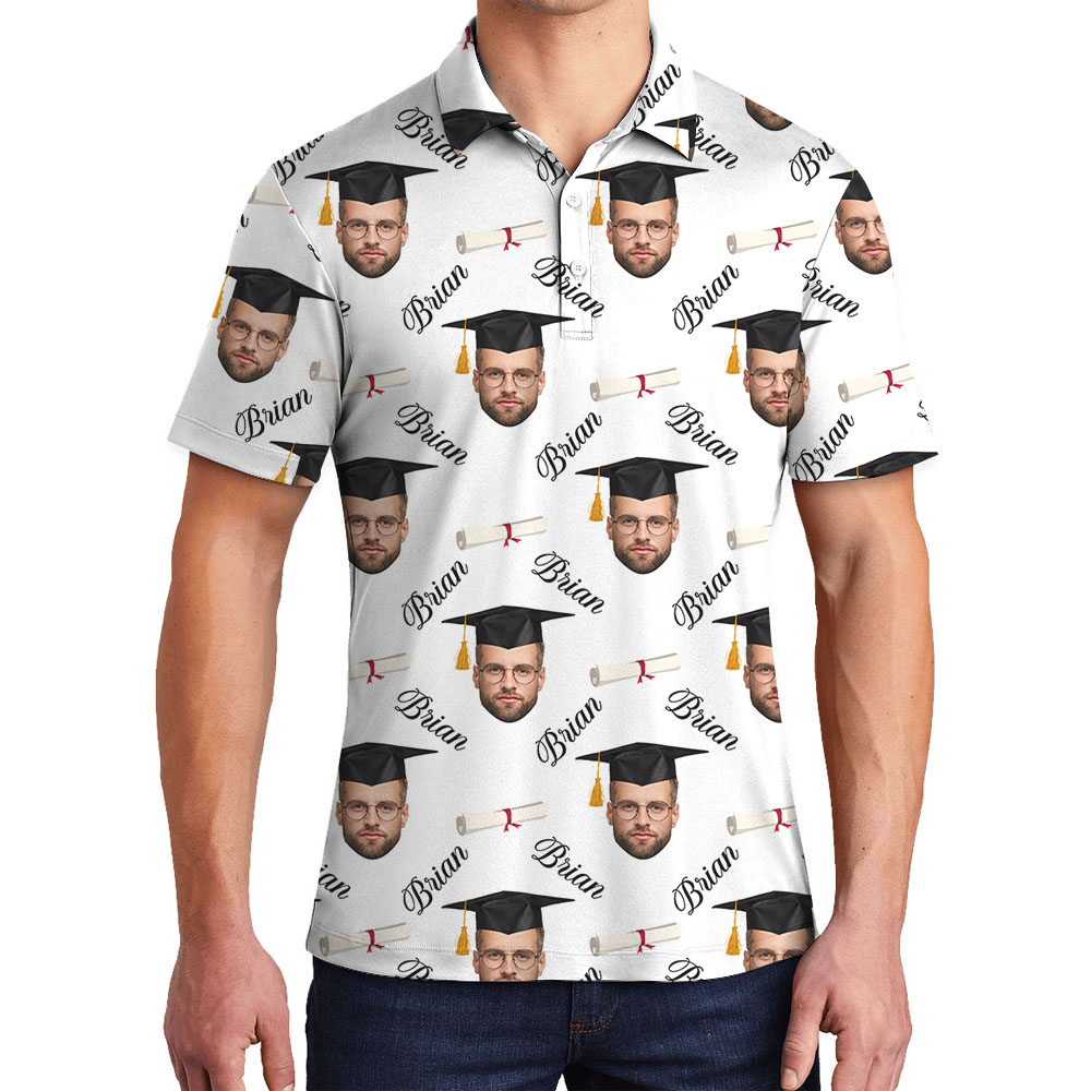 Custom Graduation Men's Collared Shirt With Faces And Names - variant image 1