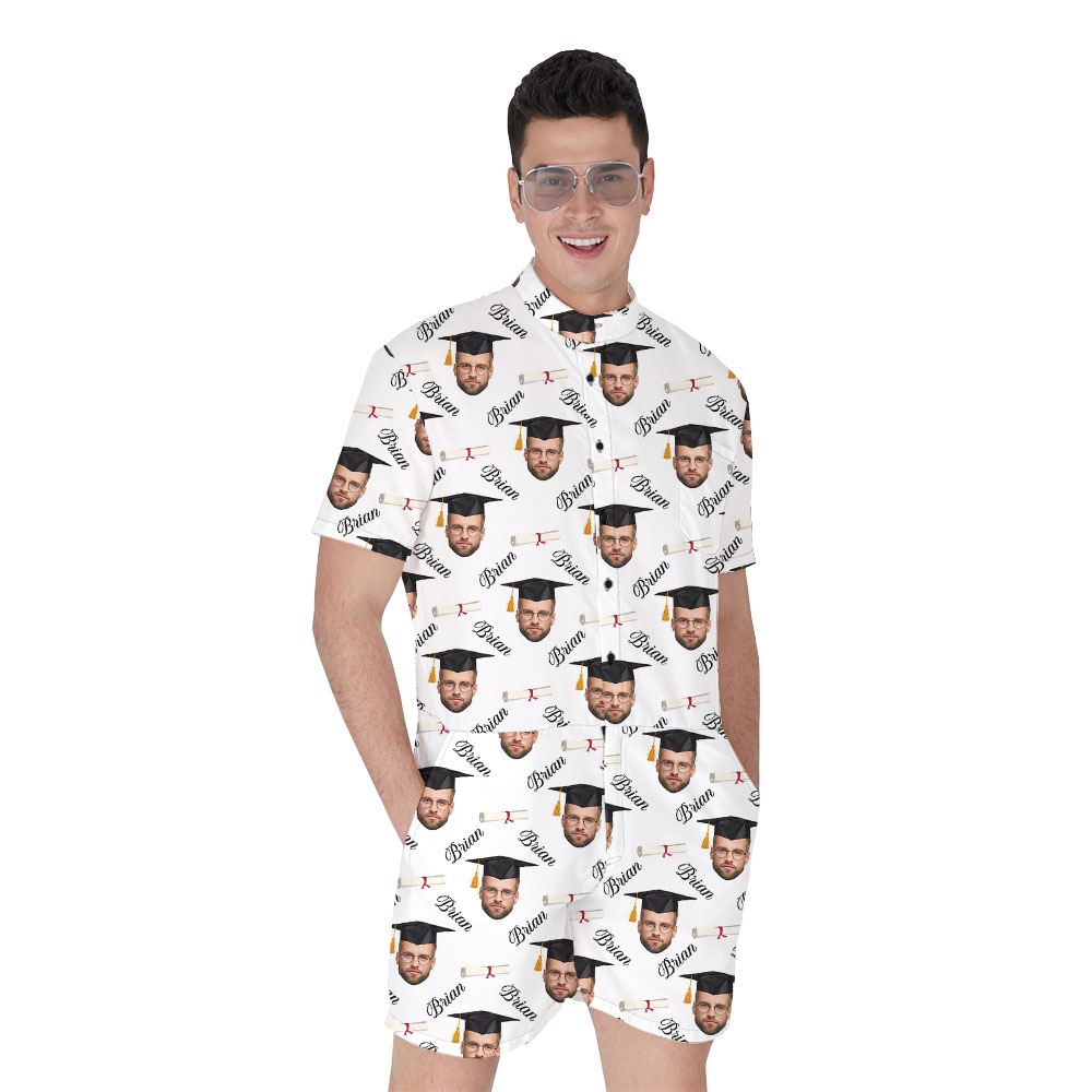 Unique Graduation Men's Romper With Face And Names - variant image 1