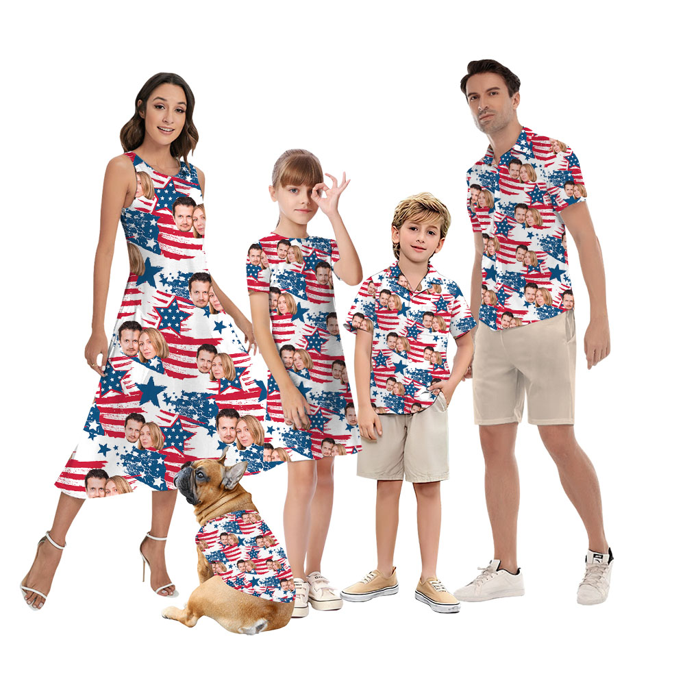 1-5 Faces On 4th Of July Matching Family Hawaiian Outfits - variant image 1