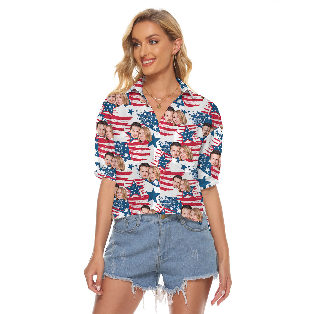 Custom Women's Fourth Of July Shirt With 1-5 Faces - variant image 1