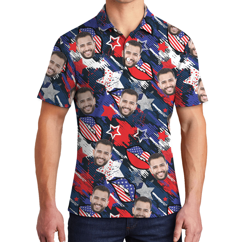Custom Fourth Of July Hawaiian Polo Shirt With Multiple Faces - variant image 1