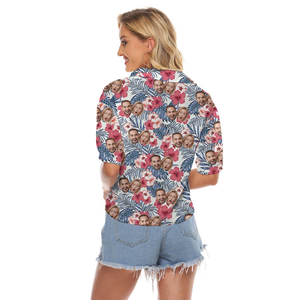 Custom 2 Faces On Women's Cropped Aloha Shirt
