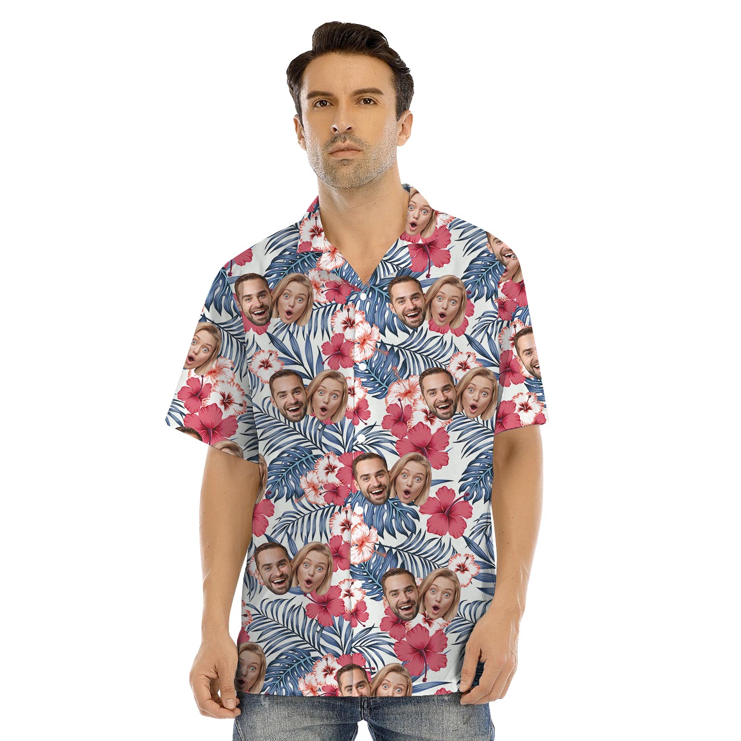 Custom Husband And Wife Photo Family Hawaiian Shirt Dress Matching