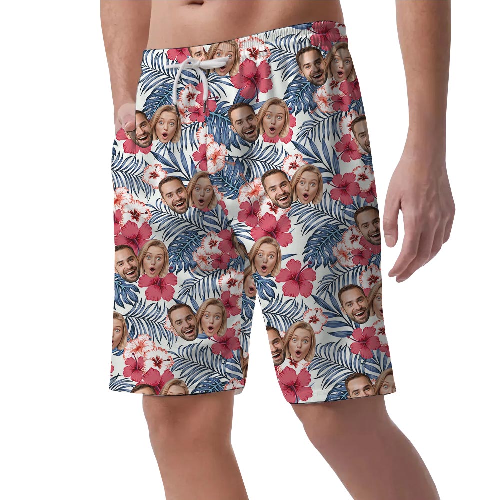 Custom Summer Shorts For Men With Couple Faces On It