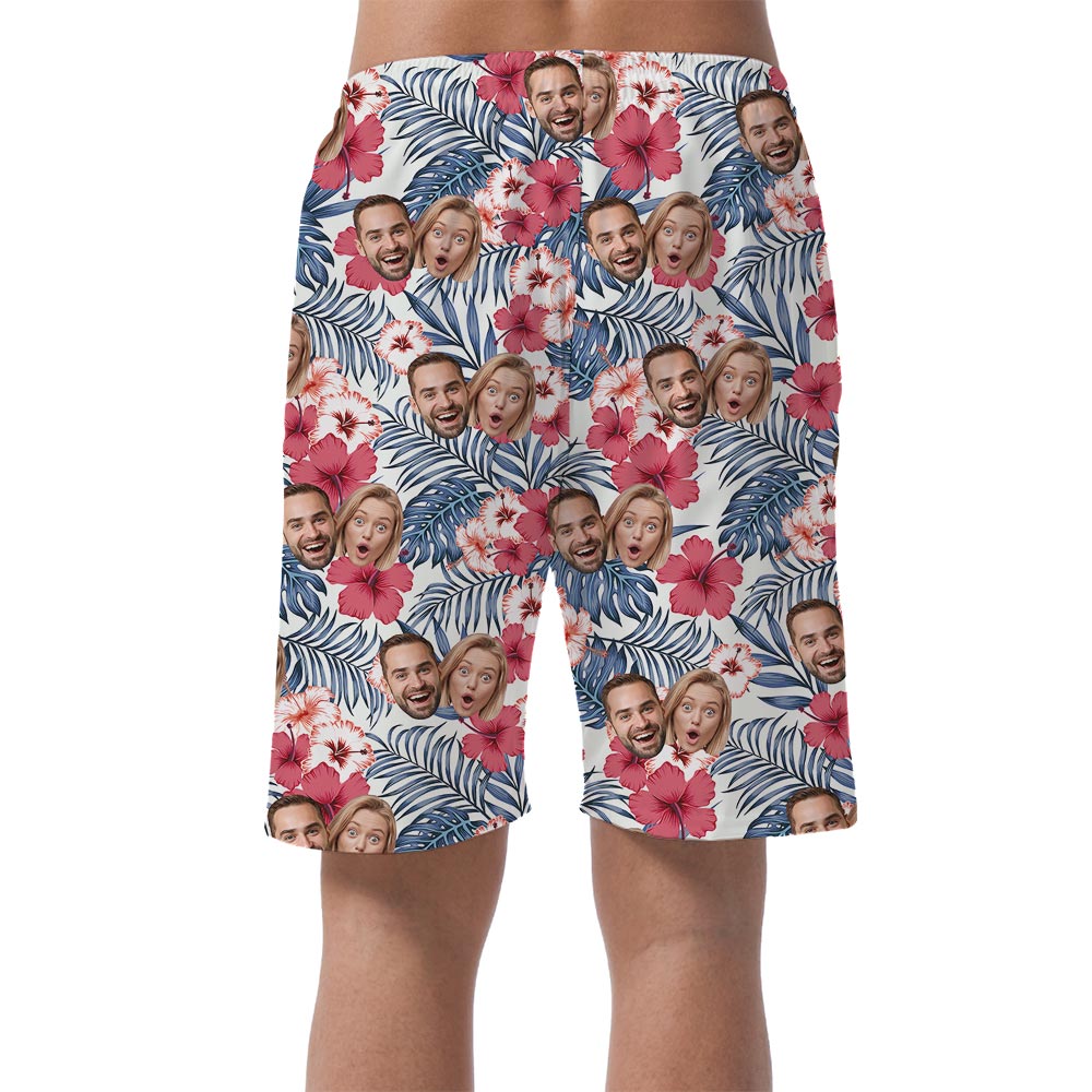 Custom Summer Shorts For Men With Couple Faces On It