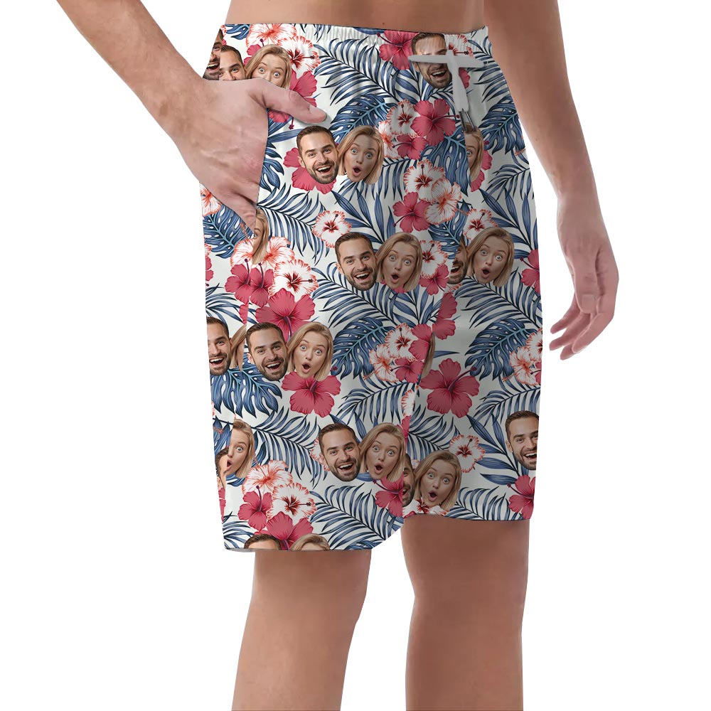 Custom Summer Shorts For Men With Couple Faces On It