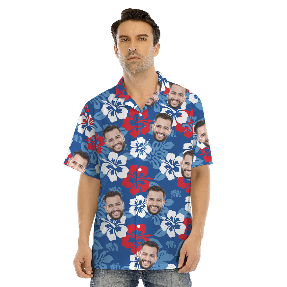 Hibiscus 4th Of July Matching Family Hawaiian Outfits With Custom Face